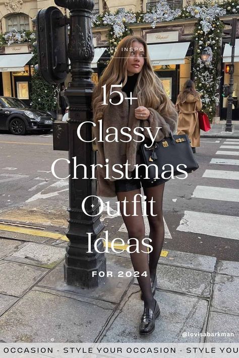 15+ Cute Christmas Outfit Ideas for 2024. Looking for cute Christmas outfit ideas and inspo? We’re here to share 15+ women’s Christmas outfits! Whether it’s for a Christmas party, Christmas dinner, or a casual holiday event, we have dressy, casual, classy, and sparkly outfit options. Click through for the best winter fashion ideas for women! London Christmas Outfits Women, Christmas Vacation Outfit Ideas, Christmas Event Outfit Casual, Dresses With Tights Fall, Holiday Outfit With Sneakers, Low Key Christmas Outfit, Christmas Outfit Ideas For Women 2024, Christmas Outfits 2024 Women, Christmas Dress Code Ideas