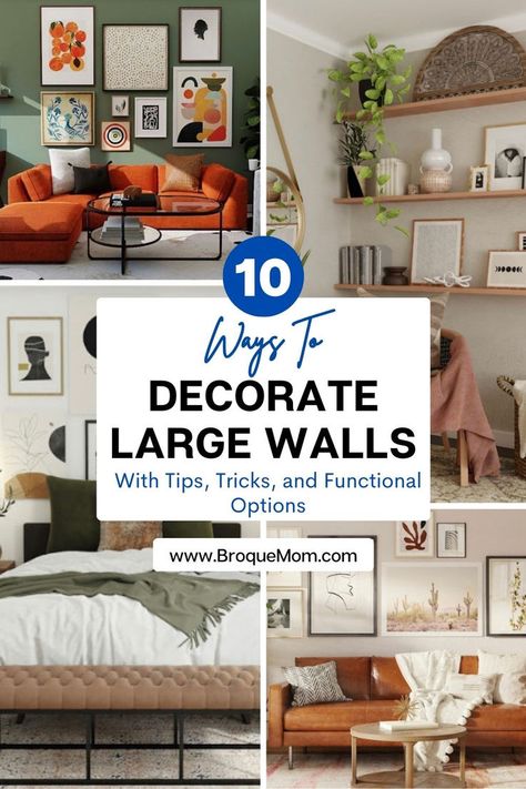 how to decorate a large wall beautifully Makeover Madness, Large Walls, Big Blank Wall, Big Wall Decor, Modern Living Room Wall, Wall Decoration Ideas, Sticker Decoration, Wall Decorating, Long Walls