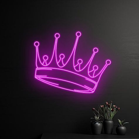 #NeonSignNames #NeonInspiration #NeonSigns #BrightIdeas Neon Crown, Crown Neon Sign, Prince Room, Crown Background, Crown Wall Decor, Queen Logo, Bright Colors Art, Money Wallpaper Iphone, Royal Logo