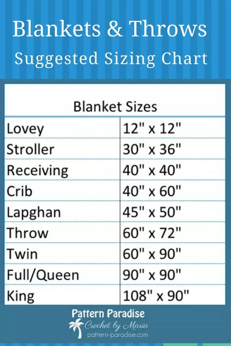 Blanket Size Chart from Lovey to King Sizes! | Pattern Paradise Blanket Size Chart, Quilt Size Charts, Crochet Blanket Sizes, Handmade Blankets, Quilting Math, Quilt Size Chart, Baby Blanket Size, Crochet Star, Crochet For Beginners Blanket