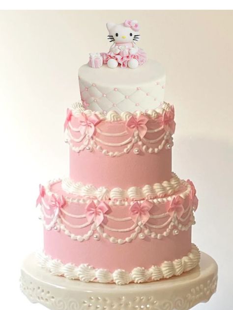 Quince Hello Kitty Theme, Hello Kitty Themed Quinceanera, Hello Kitty Themed Quince, Quinceañera Themes Ideas Pink, Cute Quince Cakes, Quince Hello Kitty, My Melody Quinceanera, Sweet 16 Birthday Dresses Pink, Quinceanera Dresses Hello Kitty