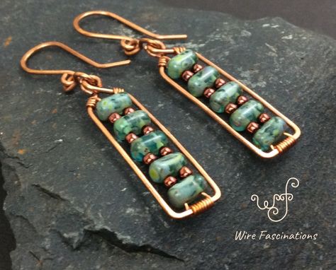 Wire Wrapped Turquoise, Wire Wrap Jewelry Designs, Glass Brick, Wire Jewelry Designs, Earring Ideas, Diy Wire Jewelry, Wire Work Jewelry, Turquoise Glass, Handmade Wire Jewelry