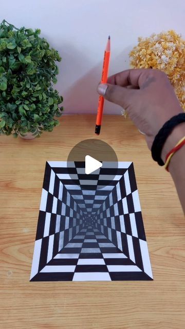 Mohit Kashyap 🧿 on Instagram: "3d tunnel illusion Hack🔥: easy tutorial 😉 #3d #3dart #3ddrawing #foryou #fyp #foryoupage #drawing #draw   Black Marker - @flairpensindia  Follow for more videos ✨️💥✨️💥✨️💥✨️👍" Magic Eye Pictures Illusions, How To Make Optical Illusions, Optical Illusions Art Colorful, Illusion Drawings Easy, Fun Things To Draw When Bored, How To Draw Illusions, Easy Illusion Drawings, How To Draw Optical Illusions, Pencil Drawing Ideas Easy