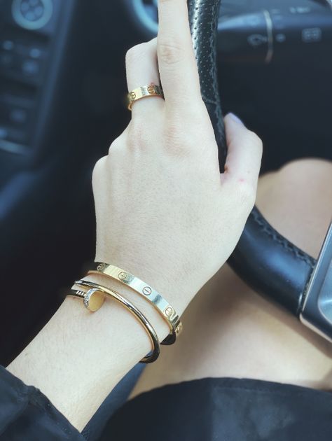 Just Un Clou Bracelet, Love Bracelet Cartier, Cartier Nail Bracelet, Cartier Love Band, Cartier Love Bangle, Cartier Diamond, Bracelet Cartier, Gold Bracelets Stacked, Cartier Love Ring