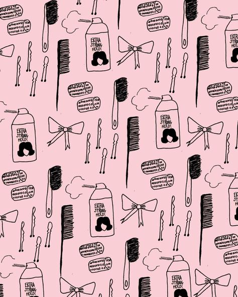 BOUFFANTS & BROKEN HEARTS pattern Cosmetology Wallpaper, Hairstylist Wallpaper Backgrounds, Salon Wallpaper, Hairstylist Branding, Hair Salon Marketing, Broken Hearts, Beauty Wallpaper, Wallpaper Accent Wall, Salon Decor