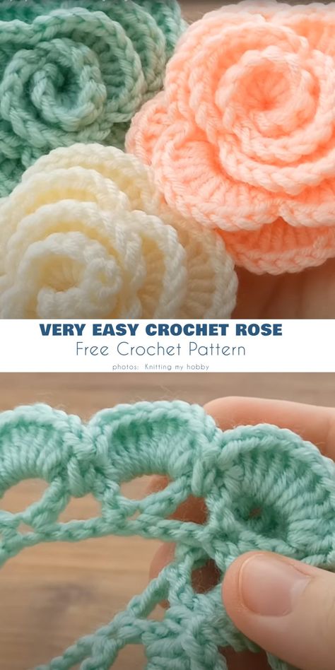 5 Crocheted Rose Ideas and Free Patterns - Your Crochet Diy Crochet Rose Free Pattern, 3d Rose Crochet Pattern Free, How To Crochet Roses Free Pattern, Crocheted Flowers Free Pattern Easy, Large Crochet Rose Pattern Free, Crochet Flower With Stem Free Pattern, Free Patterns For Crochet Flowers, Free Ravelry Crochet Patterns, Small Crocheted Flowers Free Pattern