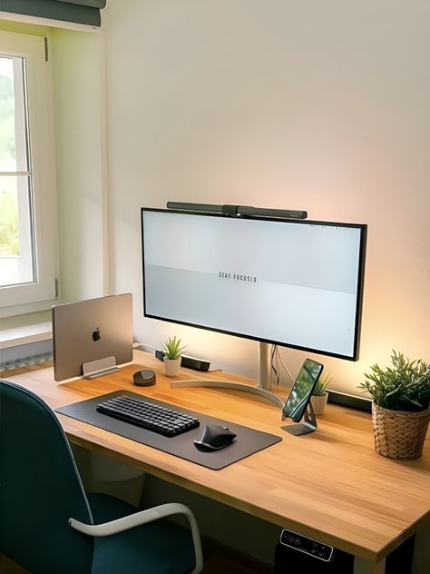 Programmers Desk, Minimal Desk Setup, Home Office Set Up, Minimal Desk, Dream Desk, Clean Desk, Computer Desk Setup, Home Studio Setup, Desktop Design