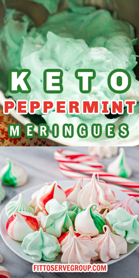 These keto peppermint meringues are just as tasty as their conventional sugar-filled counterparts, with none of the sugar spikes and carbs! Sugar-free peppermint meringues are a simple keto dessert, perfect when your need your sweet tooth silenced! This low-carb peppermint meringue cookie recipe is almost carb-free. A batch makes 70 cookies, and each serving has 0.1 net carbohydrates. Keto Meringue Cookies, Sugar Free Meringue Cookies, Keto Meringue, Sugar Free Christmas Treats, Peppermint Meringue, Peppermint Meringues, Meringue Cookie, Meringue Cookie Recipe, Low Carb Christmas