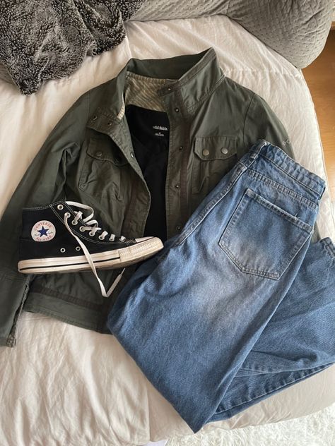 Army Green Jacket Outfit Aesthetic, Green Corduroy Jacket Outfit Men, Army Green Shacket Outfit, Men’s Green Jacket Outfit, How To Style A Green Jacket, Green Outfit Masc, Green Denim Jacket Outfits Men, Green Jeans Jacket Outfit, Olive Jacket Outfit Men