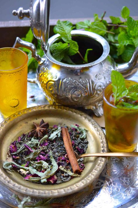 Morocco-Inspired Tea Party Ideas – Moroccanzest Moroccan Tea Party, Moroccan Mint Tea Recipe, Tea Vibes, Mint Tea Recipe, Tea Preparation, Wedding Nikkah, Tea Photo, Tea Party Ideas, Moroccan Nights