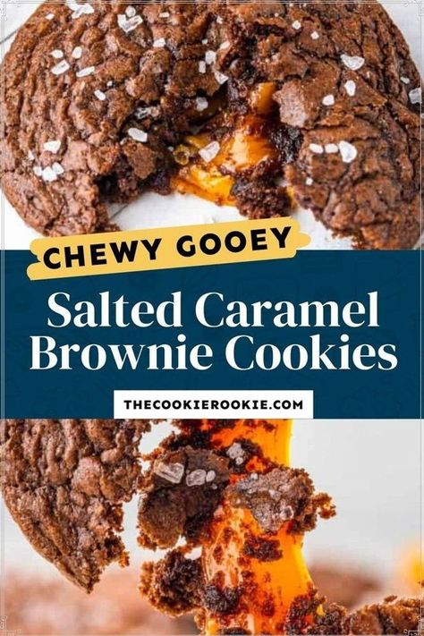 Ghirardelli Brownie Mix, Easy Salted Caramel, Salted Caramel Brownie, Brownie Mix Recipes, Brownie Mix Cookies, Salted Caramel Cookies, Cookie Brownie Recipe, The Cookie Rookie, Cookie Rookie