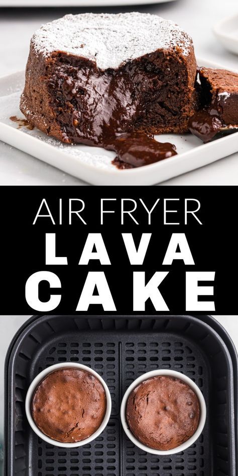 Air Fryer Recipes Dessert, Air Fryer Recipes Snacks, Molten Chocolate Lava Cake, Lava Cake Recipes, Molten Lava Cakes, Air Fryer Oven Recipes, Molten Lava, Slow Cooker Desserts, Chocolate Lava