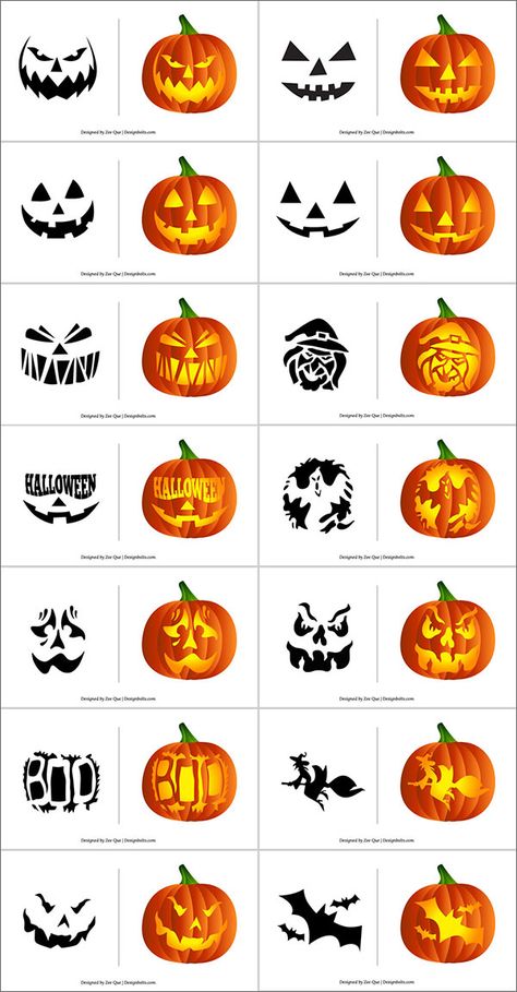 Free Printable Pumpkin Carving Stencils, Scary Pumpkin Carving Patterns, Printable Pumpkin Carving Stencils, Trin For Trin Tegning, Stencils Patterns, Halloween Pumpkin Stencils, Pumpkin Carving Stencils, Cute Pumpkin Carving, Halloween Pumpkin Carving