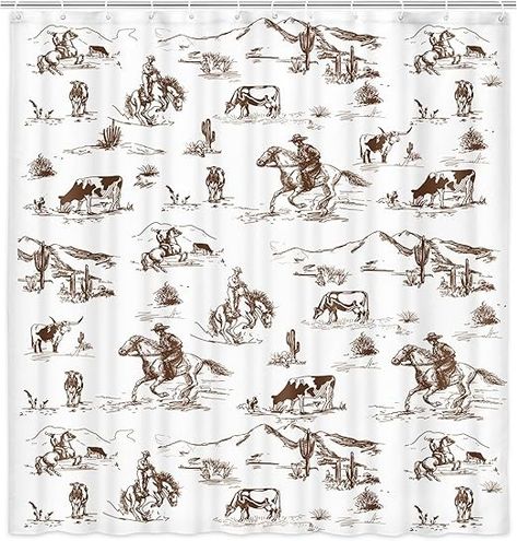 Amazon.com: Western Cowboy Shower Curtain, Wild West Cowboy Ride Horse Desert Cactus Shower Curtain for Bathroom, Farmhouse Country American West Theme Fabric Decor Bath Curatain Set with Hooks, 69X78Brown : Home & Kitchen Cowboy Bathroom, Desert Cactus, Bathroom Set, Country Farmhouse, Western Cowboy, Shower Curtain, Polyester Fabric, Cactus, Cowboy