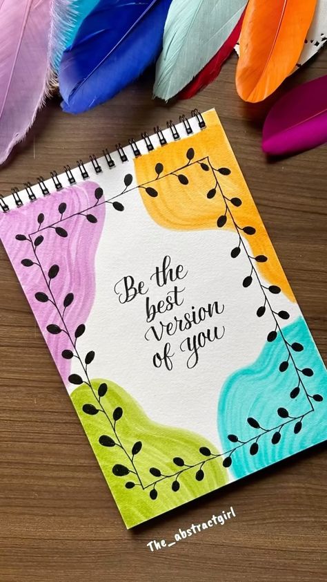 Snehal Nagpure Pawar | How to make a watercolour background …….. #watercolourpainting #watercolourpattern #calligraphy #lettering #quotes #latteringdaily… | Instagram Creative Boarder Ideas, How To Make Borders For Project, Journal Making Ideas Creative, Qoute Drawing, Cute Drawings With Quotes, How To Make A Letter, Book Decorations Cover, Calligraphy Art Ideas, Calligraphy Quotes Doodles Design