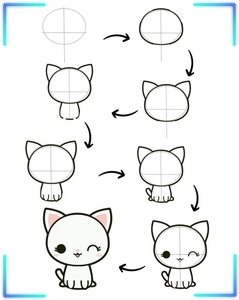 Easy cute cat Drawing Cute Cats Tutorial, Cat Drawing Easy Step By Step, Cat Directed Drawing For Kids, Cute Cat Drawing Step By Step, Cat Drawing Simple Easy Cute, Simple Cat Drawing Step By Step, How To Draw Kittens, Cat Kawaii Drawing, How To Draw A Cat Step By Step Easy