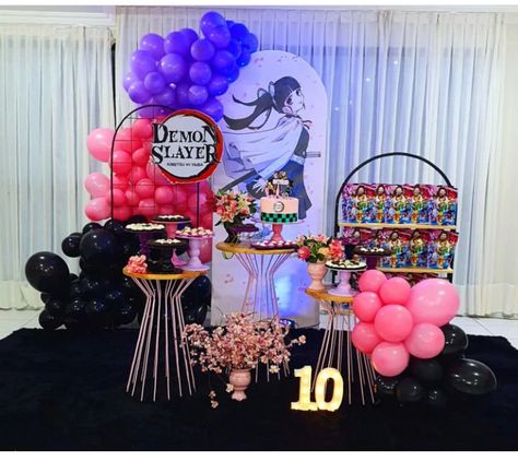 Damon Slayer, Balloon Garland, Balloon Decorations, Demon Slayer, Harry Potter, Balloons, Birthday Party, Pasta, Birthday