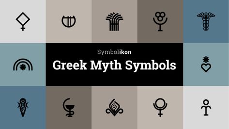 Greek Symbols And Meanings, Greek Mythology Symbols, Mythology Symbols, Family Crest Symbols, Ancient Greek Symbols, Greek Symbols, Zeus And Hera, Greek Symbol, Son Of Zeus