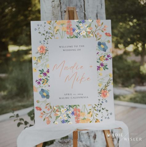 Wild Flower Wedding Welcome Sign | Spring Bridal Shower | Bohemian Wedding | Floral Wedding Sign | Simple Colorful Wedding Sign Simple Colorful Wedding, Wildflower Welcome Sign, Wild Flower Wedding, Floral Wedding Sign, Spring Bridal Shower, Wedding Welcome Sign, Colorful Wedding, Wildflower Wedding, Wedding Welcome Signs