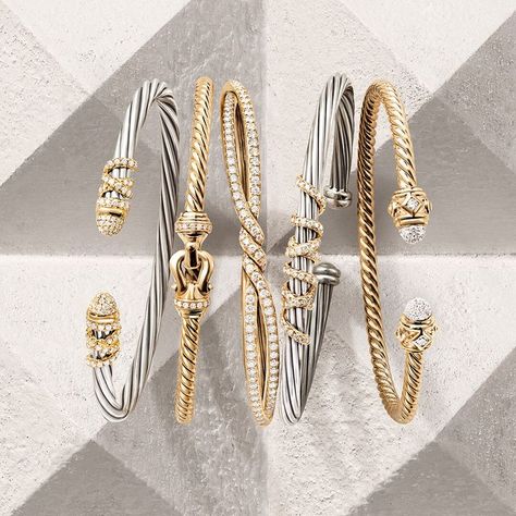 As timeless as your love. Take her breath away with a design from our signature cable collection this Valentine's day. David Yurman Cable Bracelet, David Yurman Bracelet, Cable Bracelets, Bangles Jewelry Designs, David Yurman Jewelry, Diamond Jewelry Designs, Classy Jewelry, Gold Earrings Designs, Stacked Jewelry