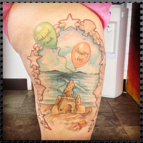 Sand castle Sand Castle Tattoo Ideas, Sandcastle Tattoo, Sand Castle Tattoo, Small Disney Castle Tattoo, Disney Tattoos Small Castle, Cinderella's Castle Tattoo, Sand Castle Illustration, Castle Tattoo, Small Pretty Tattoos