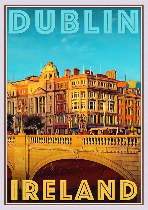 Europe Scrapbook, Holiday Posters, Dublin House, Dublin Travel, Poster Project, Postal Vintage, Tourism Poster, Railway Posters, Vintage Poster Design