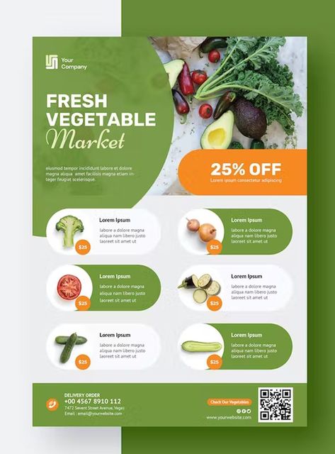 Vegetable Market Flyer Template PSD Grocery Flyer, Travel Advertising Design, Food Catalog, Brochure Food, Vegetable Market, Catalogue Layout, Grocery Store Design, Grass Painting, Flyers Design