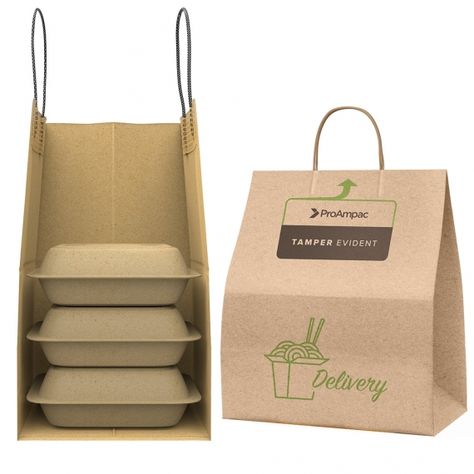 Delivery, Carry Out, Catering and Tamper-Evident Bags Flexible Packaging Solutions | ProAmpac Meal Packaging Ideas, Food Delivery Packaging Ideas, Catering Packaging Ideas, Delivery Food Packaging, Lunch Box Design Food Packaging, Food Packing Box Design, Meal Box Packaging, Food Bag Design, Food Packing Design