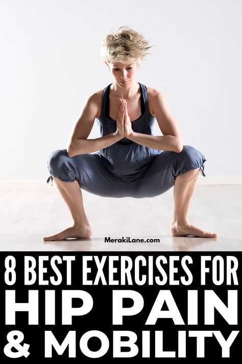 8 Hip Pain Exercises to Reduce Pain and Increase Mobility Hip Pain Exercises, Best Exercise For Hips, Sore Hips, Back Ache, Hip Mobility Exercises, Hip Strengthening Exercises, Bursitis Hip, Increase Mobility, Hip Pain Relief