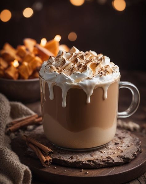 Christmas Hot Chocolate Ideas, Cozy Food Aethstetic, Aesthetic Dessert Pictures, Hotchocolate Aesthetic, Hot Cocoa Aesthetic, Hot Chocolate Aesthetic, Fall Hot Chocolate, Hot Chocolate With Cream, Winter Hot Chocolate