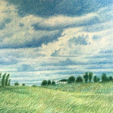 Color Pencil Beginner, Forest Drawing Colored Pencil, Colored Pencil Drawing Landscape, Color Pencil Landscape Drawing, Color Sketches Drawing, Drawings Landscaping, Pencil Art Landscape, Color Pencil Art Landscape, Color Pencil Landscape