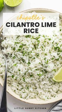 Chipotle Cilantro Lime Rice, Chipotle Copycat Recipes, Cilantro Lime Rice Recipe, Chipotle Recipes, Lime Rice Recipes, Cilantro Recipes, Rice Side Dish Recipes, Rice Side Dishes, Lime Rice