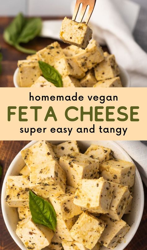 Greek Salads, Tofu Feta, Vegan Feta, Vegan Feta Cheese, Vegan Cheese Recipes, Quick Easy Vegan, Feta Recipes, Dairy Free Cheese, Cheese Tasting