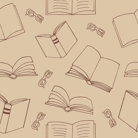 books and glasses seamless pattern. hand drawn doodle style. , minimalism, sketch. wallpaper, textile, wrapping paper, background reading education bookstore science Books Pattern Wallpaper, Cute Book Backgrounds, Library Aesthetic Background, School Wallpapers Aesthetic, Book Theme Wallpaper, Education Aesthetic Background, Aesthetic Books Background, English Major Aesthetic Wallpaper, Book Club Wallpaper