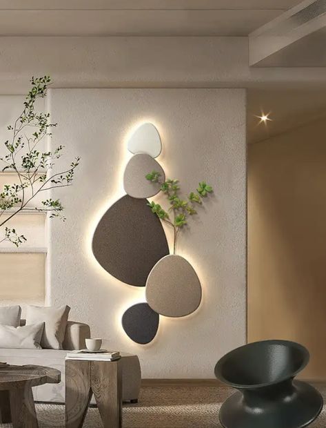 Plant Wall Painting, Plant Mural, Traditional Style Living Room, Green Plant Wall, Feature Wall Design, Lamp Green, Wall Lamps Living Room, Mounted Lamp, Home Hall Design