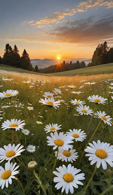 Cow Animation, Meadow Photography, Spring Sunrise, Jesus Drawings, Daisy Field, Beautiful Landscape Photography, Pretty Backgrounds, Pretty Landscapes, Flower Landscape