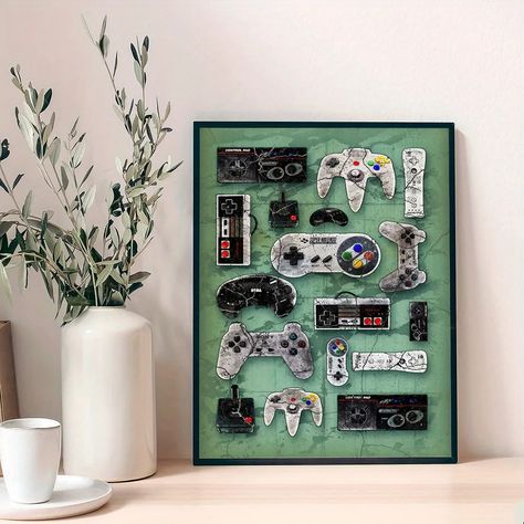 1pc Wall Canvas Game Print Painting Entertainment Game Element Home Decor Game Console Canvas Poster Pictures Modern Living Room Wall Art - Home & Kitchen - Temu Canada Pet Room Decor, Pictures Living Room, Handheld Game Console, Gamer Room Decor, Animal Room, Retro Game, Painting Bathroom, Game Controller, Wall Art Pictures