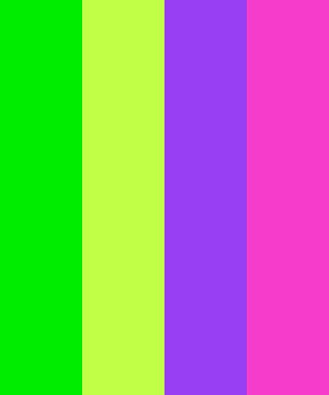 Contrast Green Color Palette Bright Contrast Color Palette, Color Blocking Palette, Neon Purple Color Palette, Hyperpop Palette, Radioactive Color Palette, Eyestrain Color Palette, Bright Green Palette, Rave Color Palette, Color Palette Unique