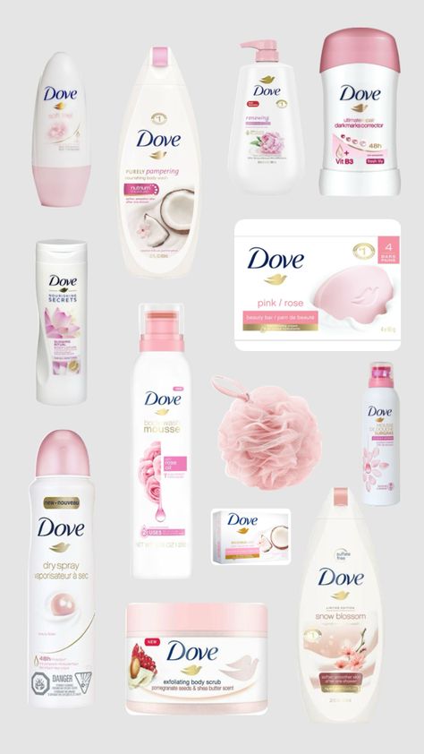 Soft Skin Products, Dove Products Aesthetic, Body Care Products Aesthetic, Pretty Skin Care Products, Pink Shower Routine, How To Smell Like Roses, Dove Body Care, How To Smell Good All Day, Dove Products