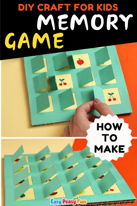 Need a boredom buster for the kids? Try our DIY Memory Game! It's a fantastic paper craft that combines fun fruit crafts with the classic game of memory, offering hours of entertainment and skill-building. Follow our tutorial and make yours! Visual Memory Worksheets, Memory Games For Seniors, Paper Games For Kids, Memory Activities, Monkey Crafts, Fruit Crafts, Memory Games For Kids, Card Games For Kids, Messy Art