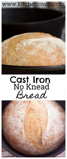 Cast Iron Bread Recipes, Cast Iron Recipes Dinner, Cast Iron Skillet Recipes Dinner, No Knead Bread Recipe, Cast Iron Bread, Cast Iron Skillet Cooking, Skillet Bread, Bread Kitchen, Dutch Oven Bread