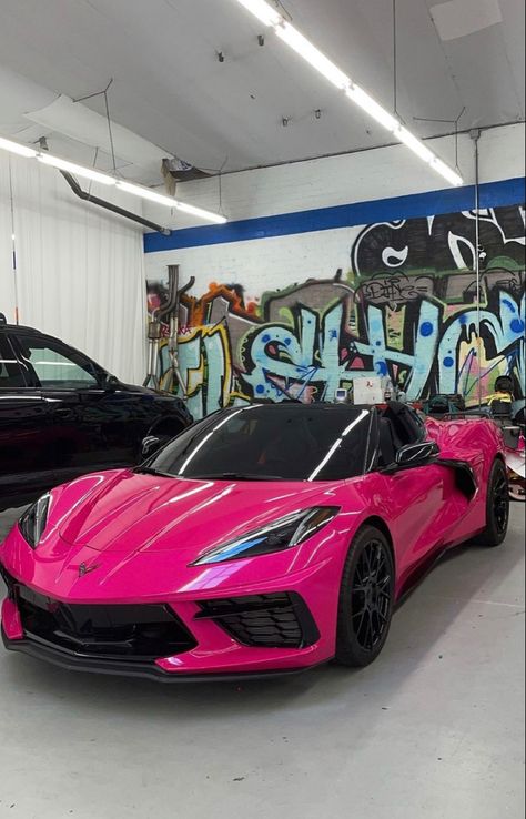 Corvette C8 Aesthetic, Pink Corvette, Pink Cars, Dream Cars Bmw, Dream Cars Mercedes, Corvette C8, Mom Car, Pink Car, Classy Cars