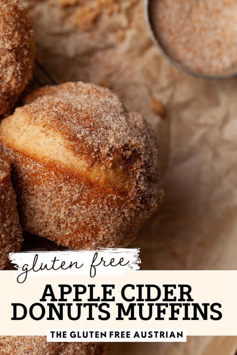 These gluten-free apple cider donut muffins are the perfect way to celebrate fall. Light and tender, they’re packed with apple flavor, thanks to a blend of apple pie spice and apple cider. Apple Cider Donut Muffins, Cider Muffins, Gluten Free Donuts Baked, Apple Cider Muffins, Gluten Free Benefits, Gluten Free Christmas Recipes, Apple Cider Donuts Recipe, Gluten Free Apple, Lemon Pound Cake Recipe