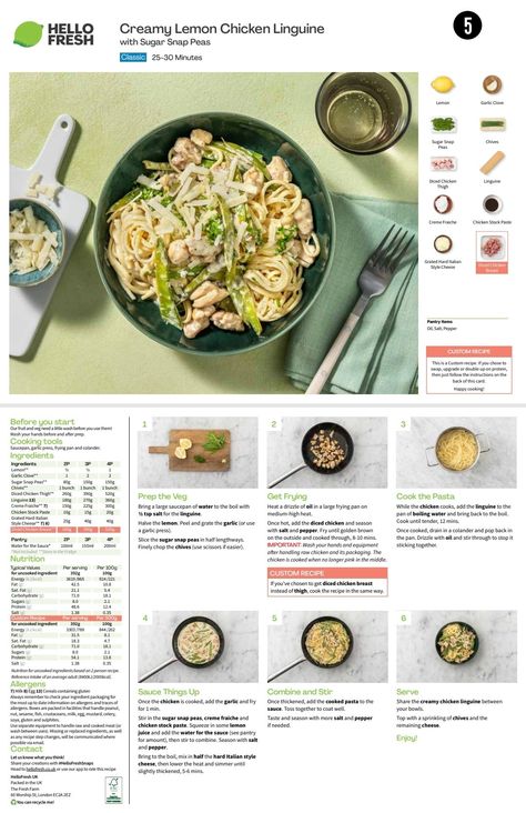 Hello Fresh Hello Fresh Recipes Cards, Hello Fresh Menu, Chicken Linguine, Creme Fraiche Recipes, Creamy Lemon Chicken, Green Chef, Fresh Meals, Hello Fresh Recipes, Fresh Recipes