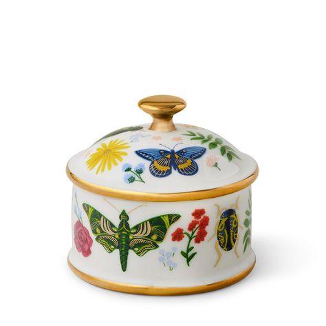 RIFLE PAPER CO. | Curio Porcelain Box Mint Background, Beautiful Bugs, The Company Store, Porcelain Dish, Tiny Treasures, Gold Gilding, Bedding Shop, Clothes Gift, Clothes For Sale