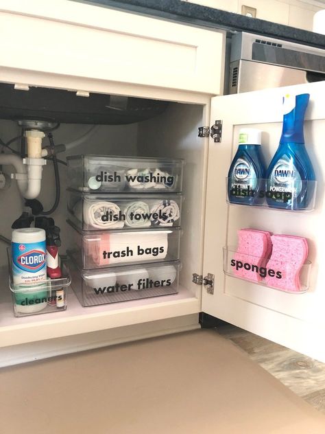 Organizing Under The Kitchen Sink With Cricut Maker 3 - Organized-ish Wall Decor Kitchen Ideas, Under The Kitchen Sink, Decor Kitchen Ideas, Hanging Bird Cage, Cricut Maker 3, Packing Hacks Clothes, Tidy Bathroom, Wall Decor Kitchen, Door Signs Diy