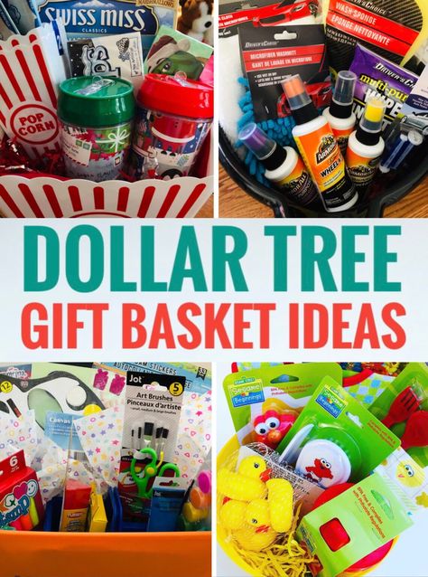 Dollar Store Gift Baskets, Silent Auction Gift Basket Ideas, Raffle Gift Basket Ideas, Diy Dollar Tree Gifts, Craft Gift Basket, Auction Gift Basket Ideas, Dollar Store Gifts, Fundraiser Baskets, Movie Night Gift Basket