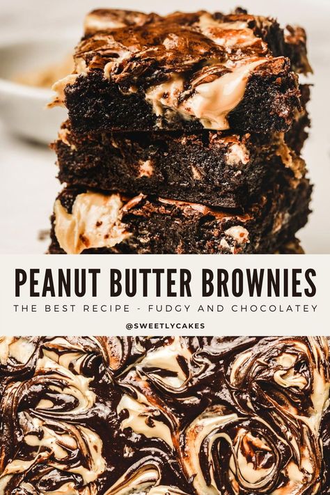 Peanut Brownies, Peanut Butter Brownies Recipe, Butter Recipes Homemade, Peanut Butter Swirl Brownies, Fudge Brownie Recipe, Chocolate Peanut Butter Brownies, Brownies Recipe Homemade, Chocolate Peanut Butter Fudge, Butter Brownies