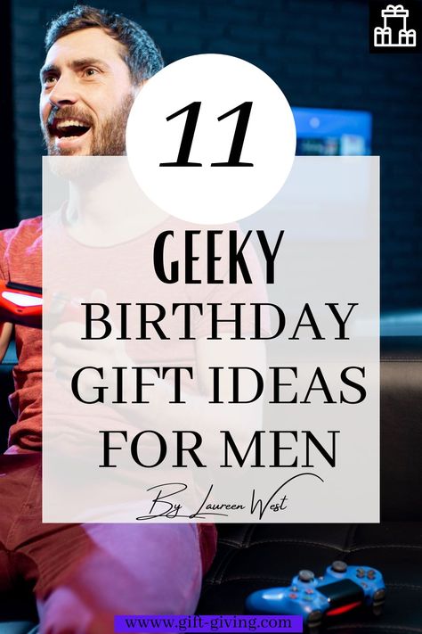 Need to get a gift for a man who loves his video games, Star Wars or other similarly geeky hobbies? Great! Make sure you help him enjoy those hobbies with these 11 geeky birthday gift ideas for men #giftideas #birthday #birthdaygift #men #giftsformen #cheapgifts #geekygifts #gamer #gamerboy #giftsforgamers Gift Ideas For Nerdy Boyfriend, Nerdy Men, Nerdy Guys, Gamer Boy, Cheap Gifts, Gamer Gifts, 25 Years Old, Birthday Gift Ideas, Gift Ideas For Men