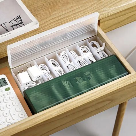 1pc Data Cable Storage Box Power Charging Cable Mobile Phone Charger Plug Organizer Desktop Cable Management Bobbin Winder | 90 Days Buyer Protection. | Temu Power Cord Organizer, Power Cord Storage, Cable Organizer Box, Cable Management Box, Dorm Accessories, Bag Transparent, Organized Desk Drawers, Úložný Box, Cord Storage